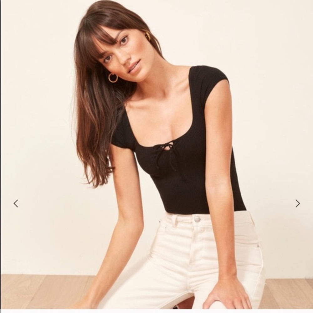 Reformation Loren Black Bodysuit